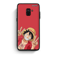 Thumbnail for Samsung A8 Pirate Luffy Θήκη από τη Smartfits με σχέδιο στο πίσω μέρος και μαύρο περίβλημα | Smartphone case with colorful back and black bezels by Smartfits