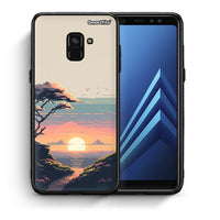 Thumbnail for Θήκη Samsung A8 Pixel Sunset από τη Smartfits με σχέδιο στο πίσω μέρος και μαύρο περίβλημα | Samsung A8 Pixel Sunset case with colorful back and black bezels