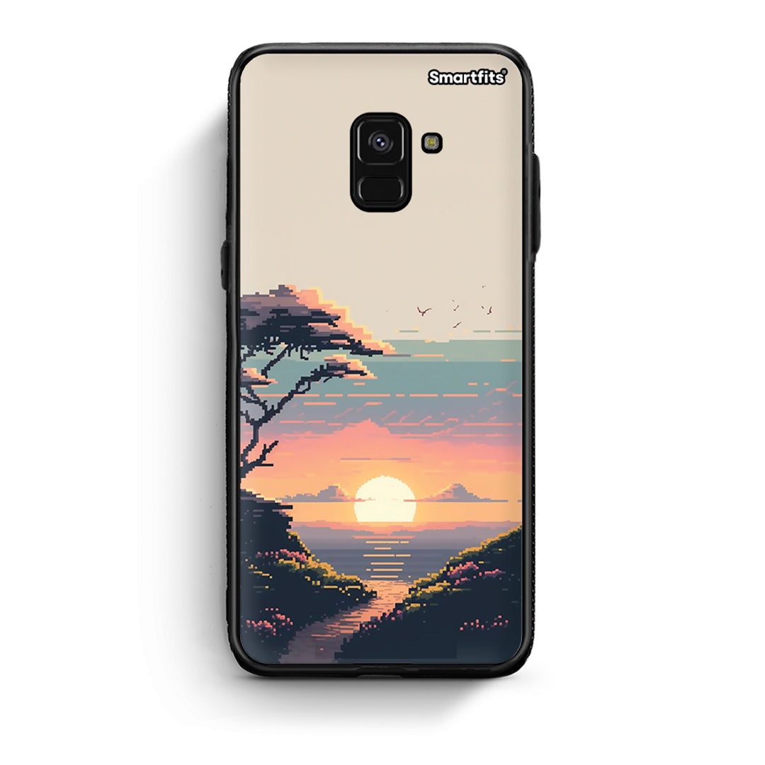 Samsung A8 Pixel Sunset Θήκη από τη Smartfits με σχέδιο στο πίσω μέρος και μαύρο περίβλημα | Smartphone case with colorful back and black bezels by Smartfits