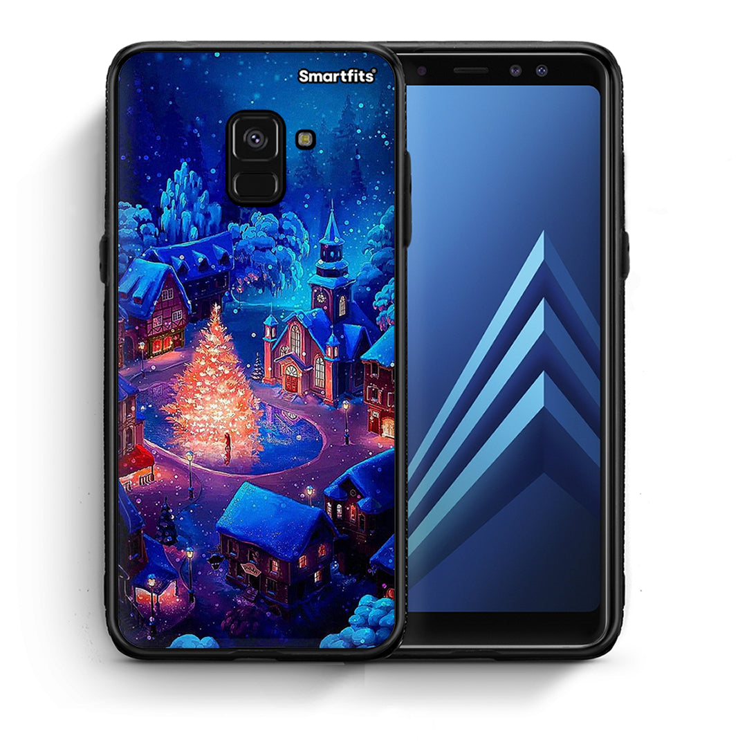 Θήκη Samsung A8 Xmas Village από τη Smartfits με σχέδιο στο πίσω μέρος και μαύρο περίβλημα | Samsung A8 Xmas Village case with colorful back and black bezels