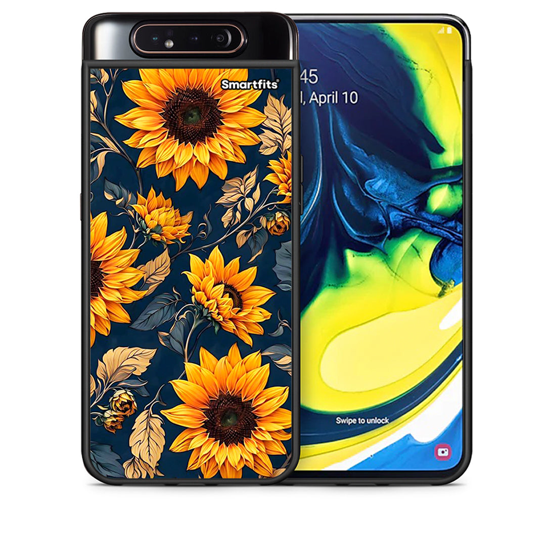 Θήκη Samsung A80 Autumn Sunflowers από τη Smartfits με σχέδιο στο πίσω μέρος και μαύρο περίβλημα | Samsung A80 Autumn Sunflowers case with colorful back and black bezels