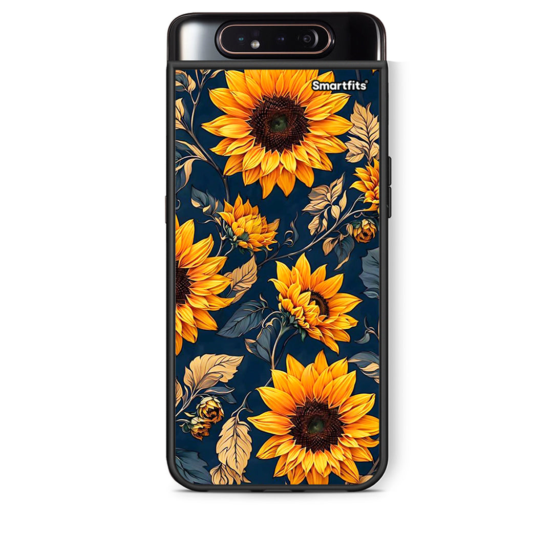 Samsung A80 Autumn Sunflowers Θήκη από τη Smartfits με σχέδιο στο πίσω μέρος και μαύρο περίβλημα | Smartphone case with colorful back and black bezels by Smartfits