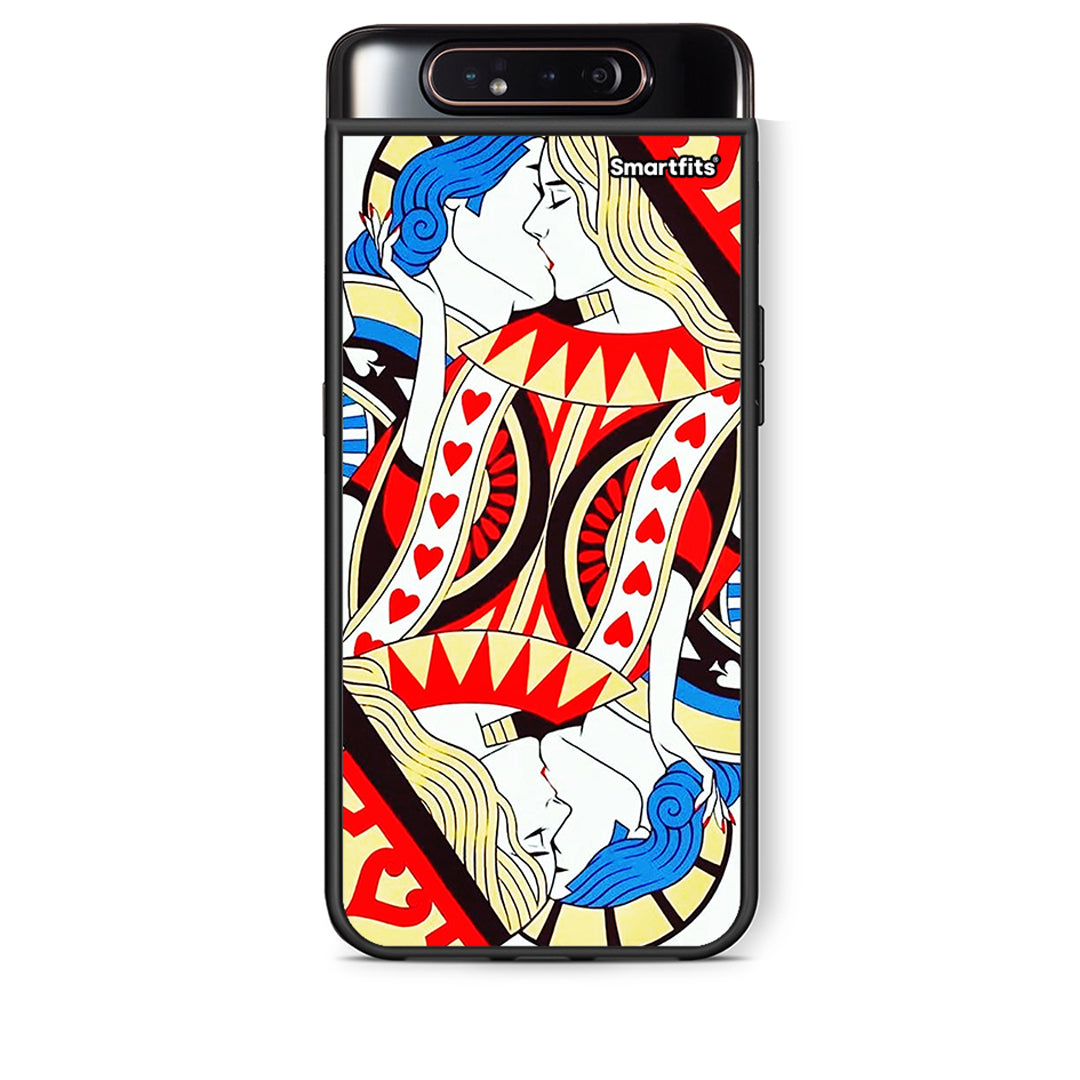 Samsung A80 Card Love θήκη από τη Smartfits με σχέδιο στο πίσω μέρος και μαύρο περίβλημα | Smartphone case with colorful back and black bezels by Smartfits