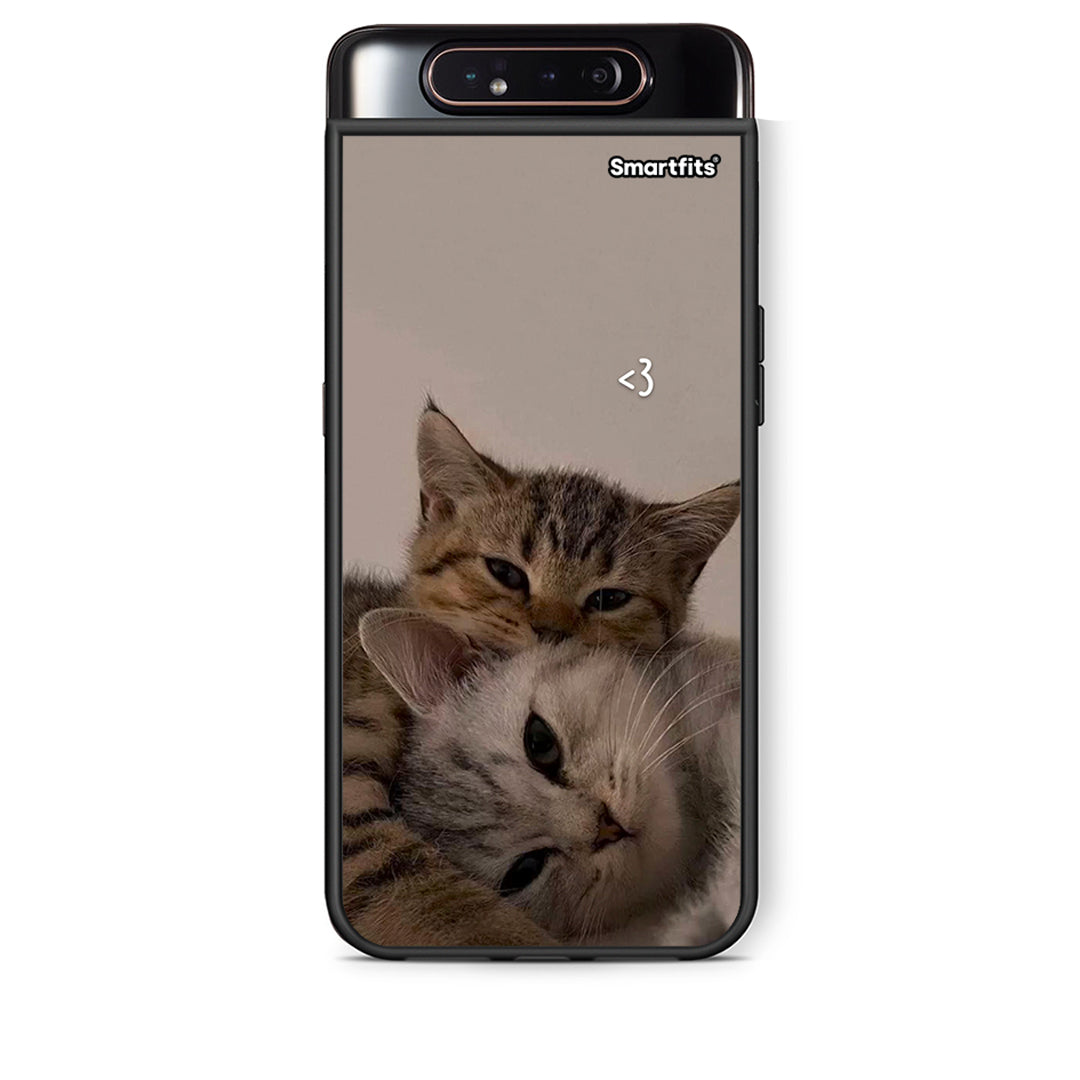 Samsung A80 Cats In Love Θήκη από τη Smartfits με σχέδιο στο πίσω μέρος και μαύρο περίβλημα | Smartphone case with colorful back and black bezels by Smartfits