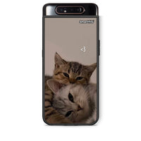 Thumbnail for Samsung A80 Cats In Love Θήκη από τη Smartfits με σχέδιο στο πίσω μέρος και μαύρο περίβλημα | Smartphone case with colorful back and black bezels by Smartfits