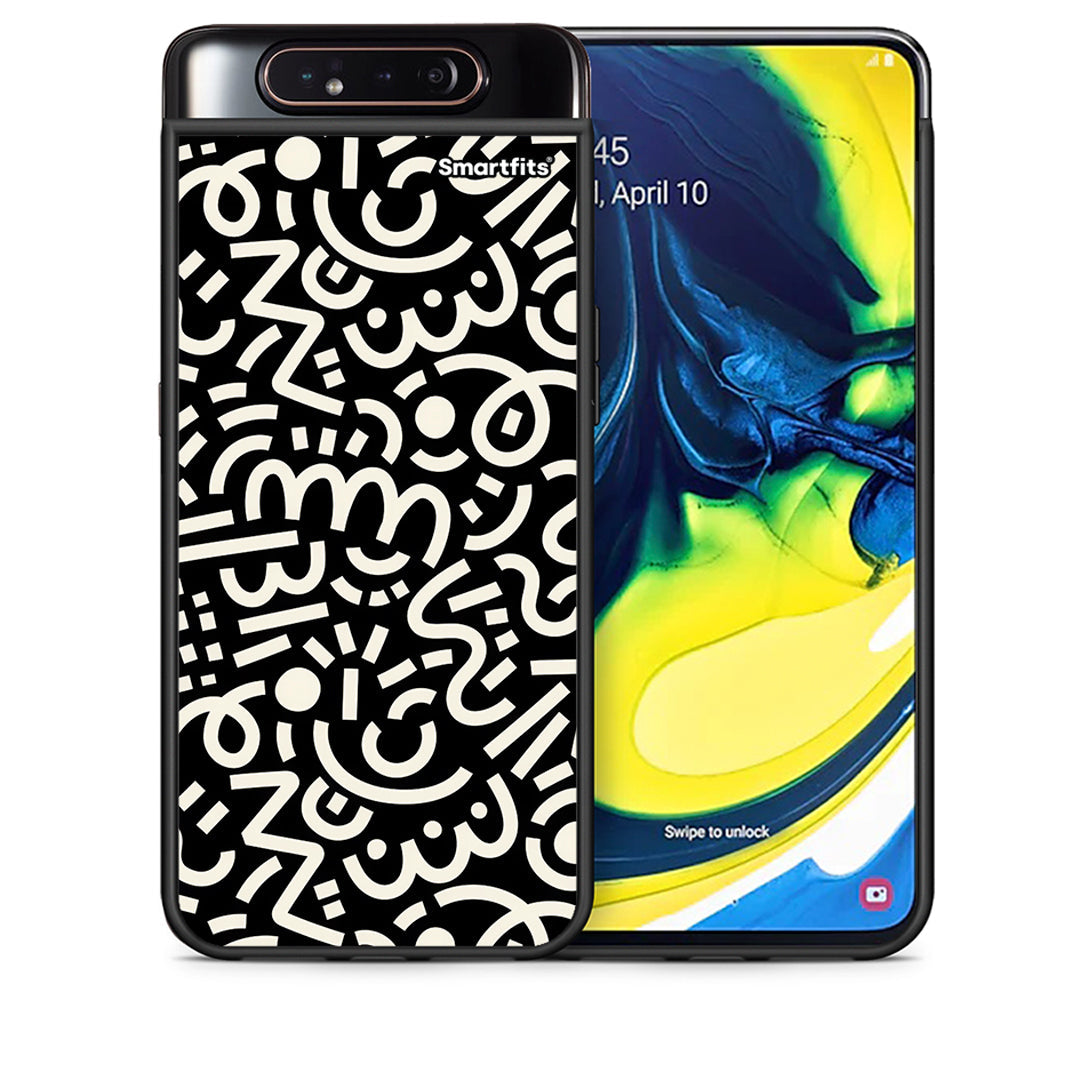 Θήκη Samsung A80 Doodle Art από τη Smartfits με σχέδιο στο πίσω μέρος και μαύρο περίβλημα | Samsung A80 Doodle Art case with colorful back and black bezels