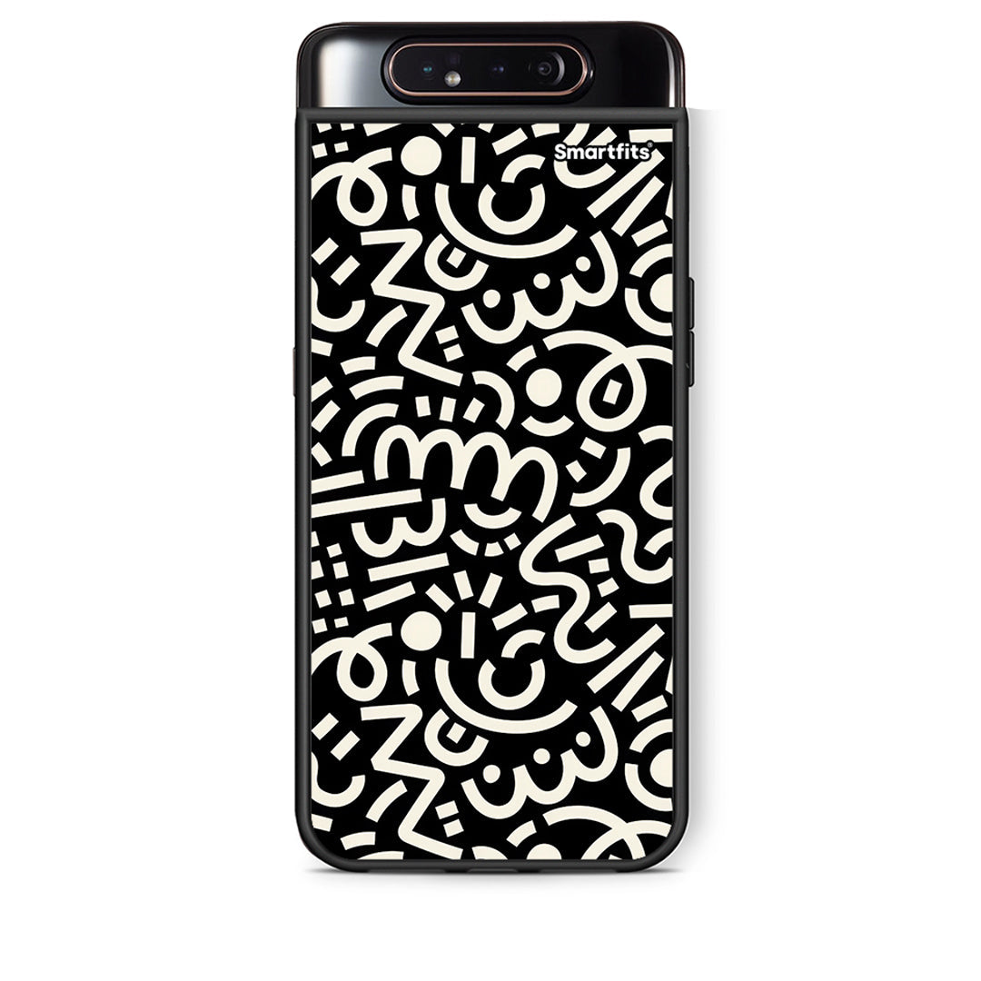 Samsung A80 Doodle Art Θήκη από τη Smartfits με σχέδιο στο πίσω μέρος και μαύρο περίβλημα | Smartphone case with colorful back and black bezels by Smartfits