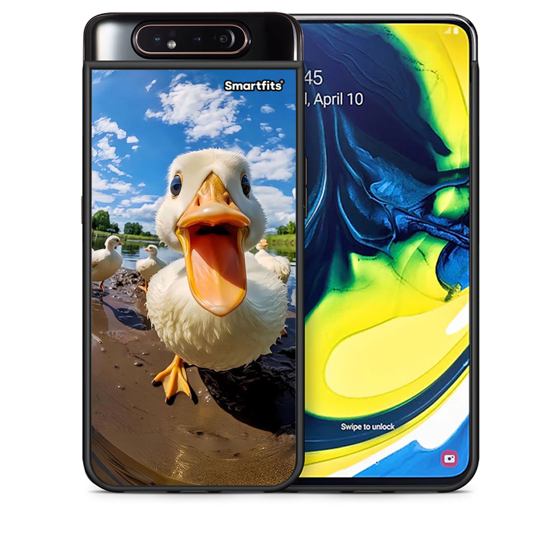 Θήκη Samsung A80 Duck Face από τη Smartfits με σχέδιο στο πίσω μέρος και μαύρο περίβλημα | Samsung A80 Duck Face case with colorful back and black bezels