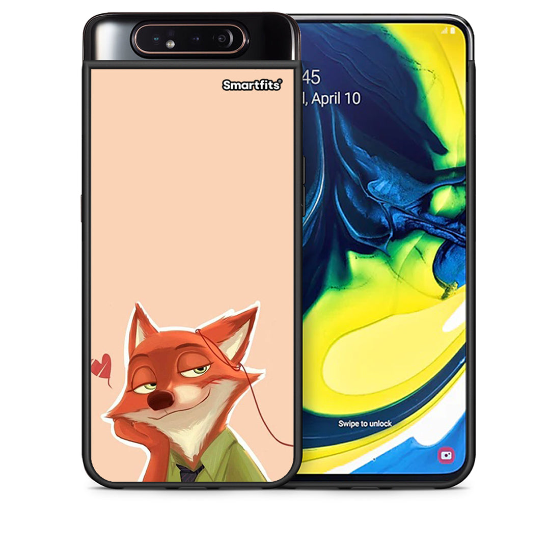 Θήκη Samsung A80 Nick Wilde And Judy Hopps Love 1 από τη Smartfits με σχέδιο στο πίσω μέρος και μαύρο περίβλημα | Samsung A80 Nick Wilde And Judy Hopps Love 1 case with colorful back and black bezels