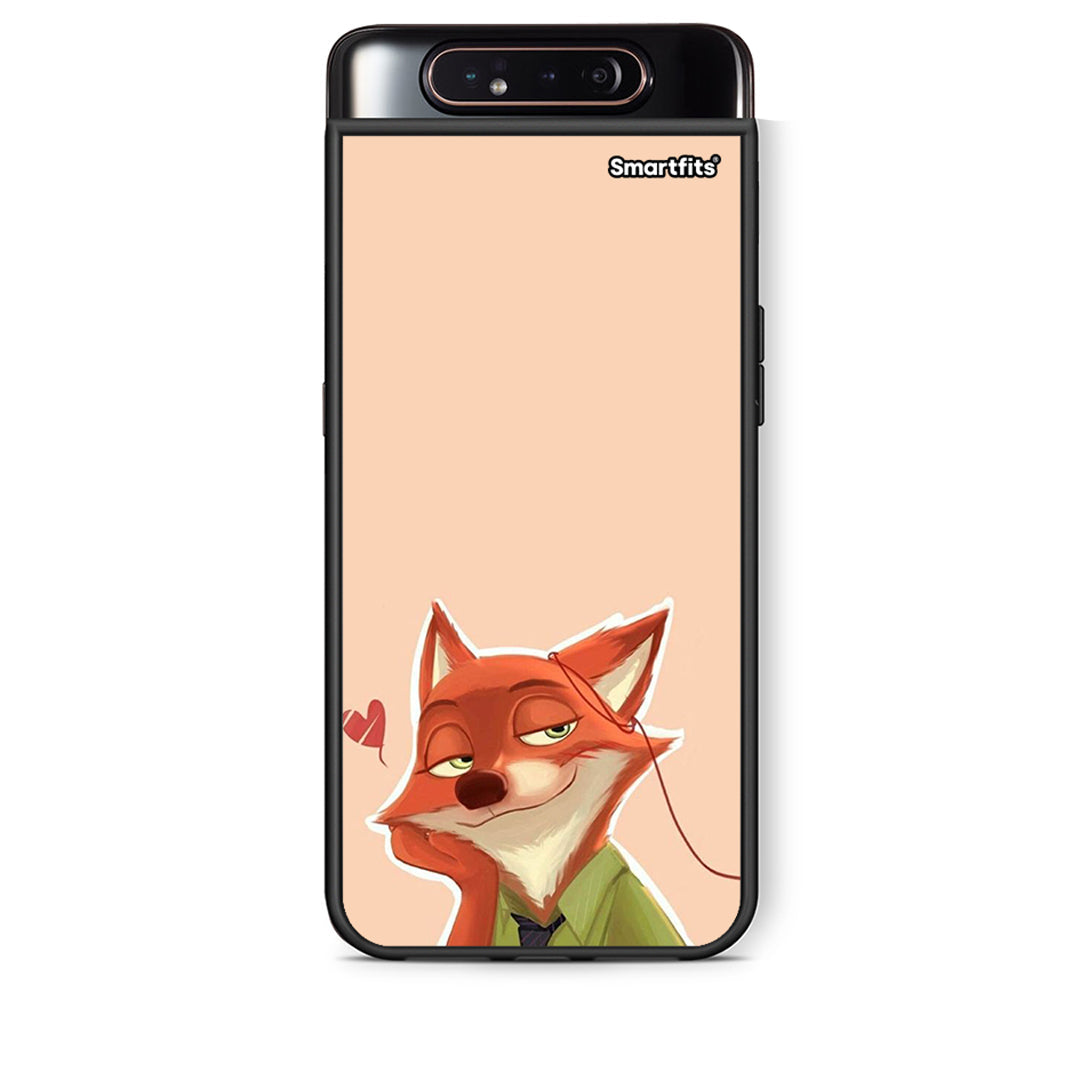 Samsung A80 Nick Wilde And Judy Hopps Love 1 θήκη από τη Smartfits με σχέδιο στο πίσω μέρος και μαύρο περίβλημα | Smartphone case with colorful back and black bezels by Smartfits