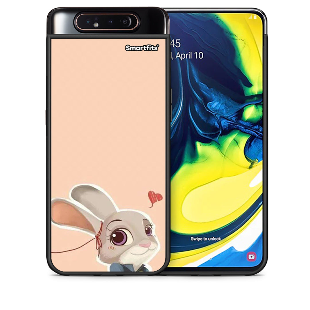 Θήκη Samsung A80 Nick Wilde And Judy Hopps Love 2 από τη Smartfits με σχέδιο στο πίσω μέρος και μαύρο περίβλημα | Samsung A80 Nick Wilde And Judy Hopps Love 2 case with colorful back and black bezels