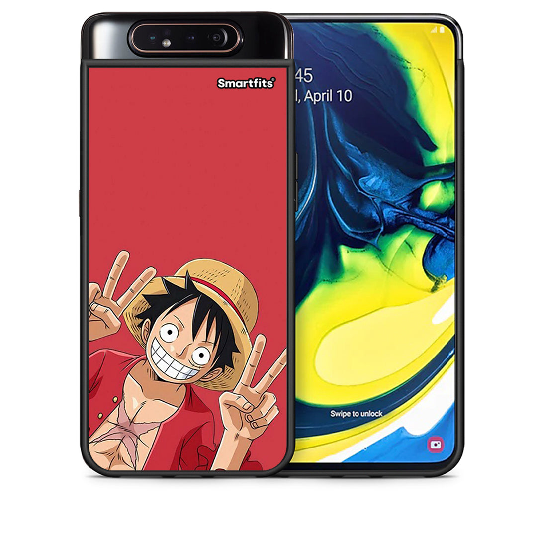 Θήκη Samsung A80 Pirate Luffy από τη Smartfits με σχέδιο στο πίσω μέρος και μαύρο περίβλημα | Samsung A80 Pirate Luffy case with colorful back and black bezels