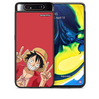 Thumbnail for Θήκη Samsung A80 Pirate Luffy από τη Smartfits με σχέδιο στο πίσω μέρος και μαύρο περίβλημα | Samsung A80 Pirate Luffy case with colorful back and black bezels