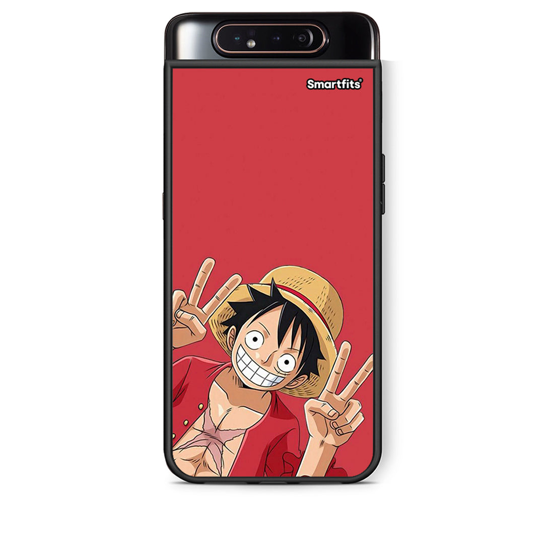 Samsung A80 Pirate Luffy Θήκη από τη Smartfits με σχέδιο στο πίσω μέρος και μαύρο περίβλημα | Smartphone case with colorful back and black bezels by Smartfits