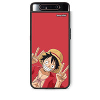 Thumbnail for Samsung A80 Pirate Luffy Θήκη από τη Smartfits με σχέδιο στο πίσω μέρος και μαύρο περίβλημα | Smartphone case with colorful back and black bezels by Smartfits