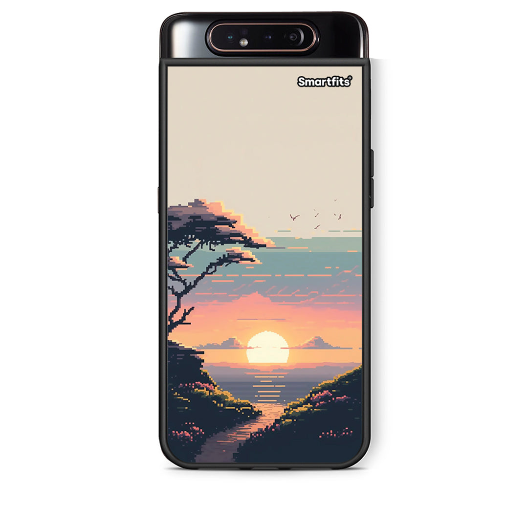 Samsung A80 Pixel Sunset Θήκη από τη Smartfits με σχέδιο στο πίσω μέρος και μαύρο περίβλημα | Smartphone case with colorful back and black bezels by Smartfits