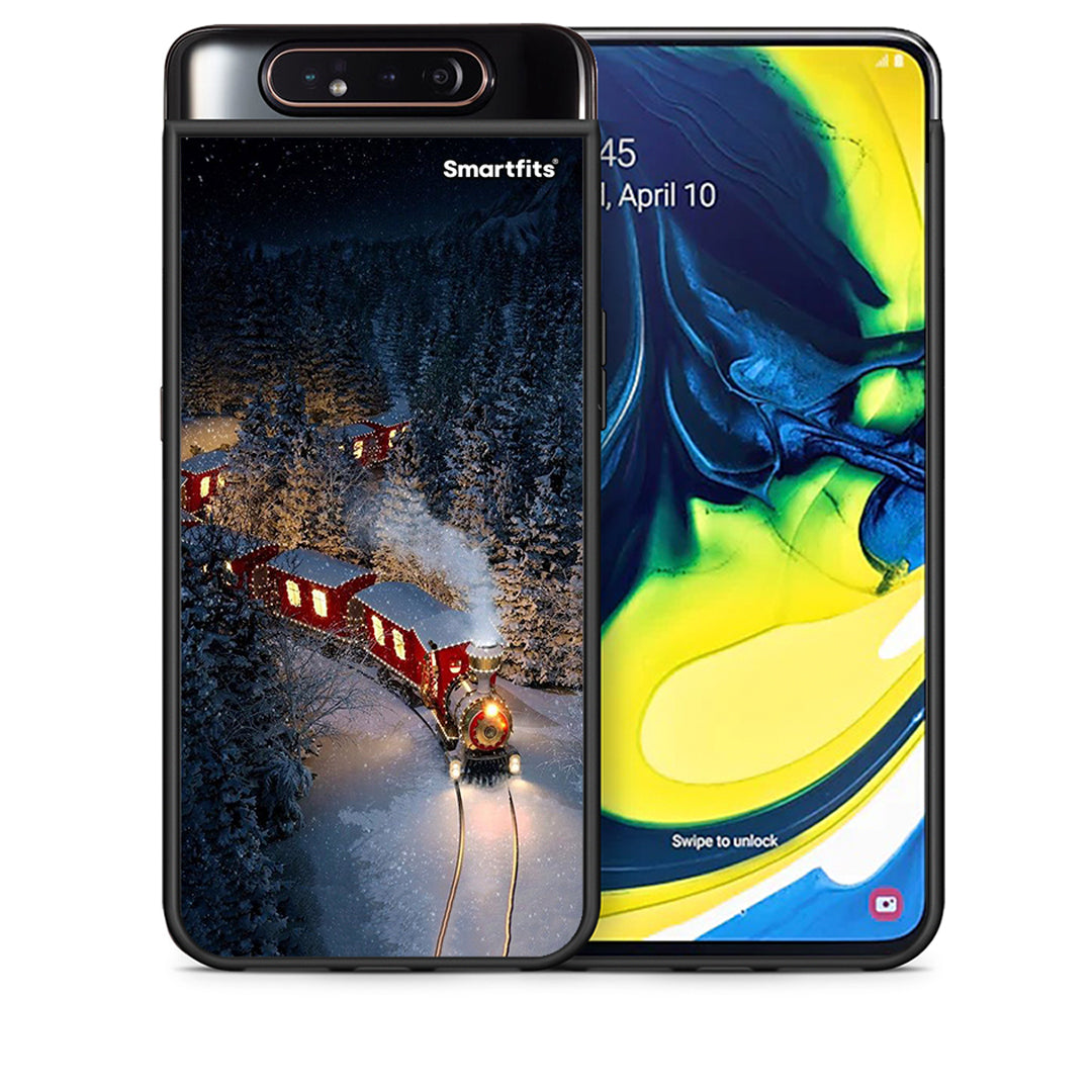 Θήκη Samsung A80 Xmas Train από τη Smartfits με σχέδιο στο πίσω μέρος και μαύρο περίβλημα | Samsung A80 Xmas Train case with colorful back and black bezels