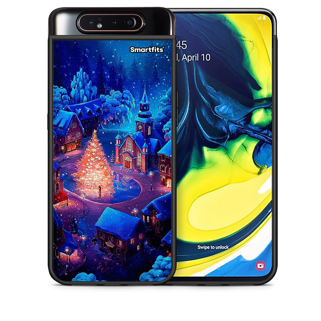 Θήκη Samsung A80 Xmas Village από τη Smartfits με σχέδιο στο πίσω μέρος και μαύρο περίβλημα | Samsung A80 Xmas Village case with colorful back and black bezels