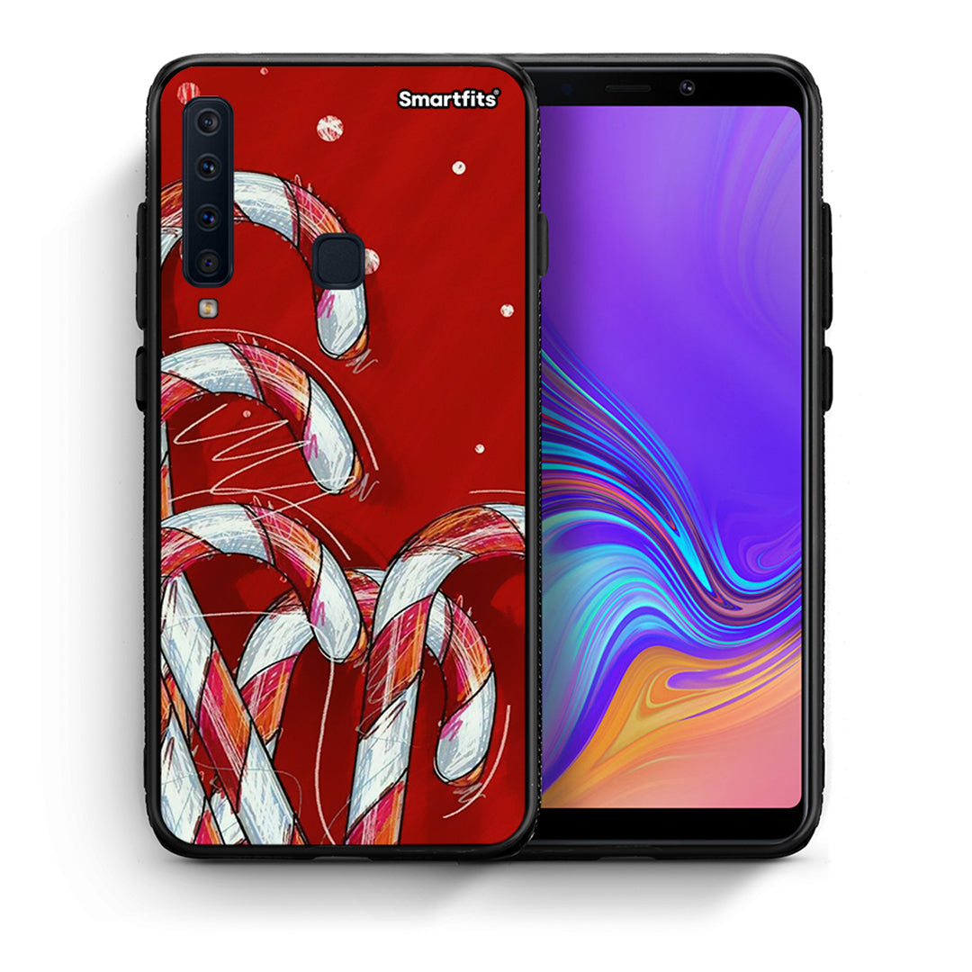 Θήκη Samsung A9 Candy Cane από τη Smartfits με σχέδιο στο πίσω μέρος και μαύρο περίβλημα | Samsung A9 Candy Cane case with colorful back and black bezels