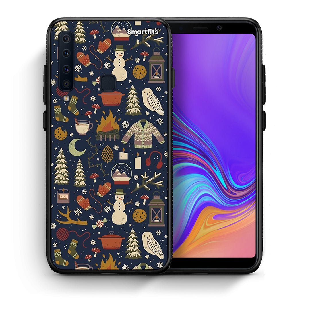 Θήκη Samsung A9 Christmas Elements από τη Smartfits με σχέδιο στο πίσω μέρος και μαύρο περίβλημα | Samsung A9 Christmas Elements case with colorful back and black bezels