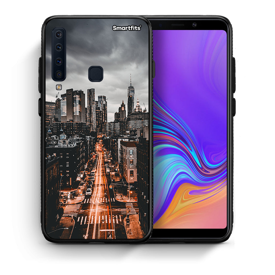 Θήκη Samsung A9 City Lights από τη Smartfits με σχέδιο στο πίσω μέρος και μαύρο περίβλημα | Samsung A9 City Lights case with colorful back and black bezels