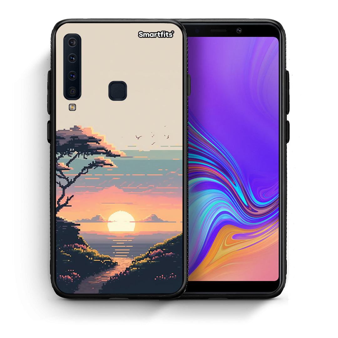 Θήκη Samsung A9 Pixel Sunset από τη Smartfits με σχέδιο στο πίσω μέρος και μαύρο περίβλημα | Samsung A9 Pixel Sunset case with colorful back and black bezels