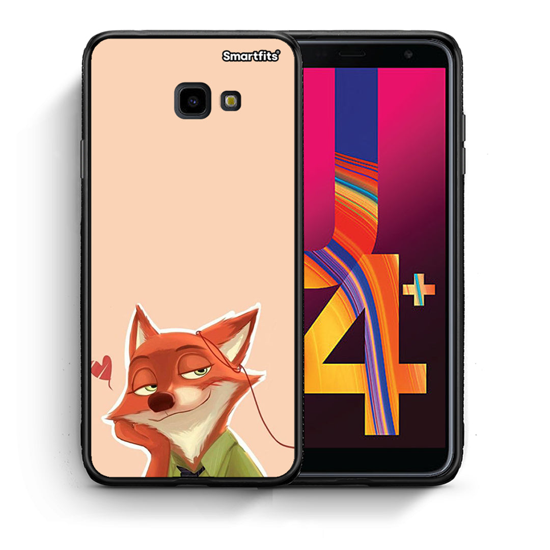 Θήκη Samsung J4 Plus Nick Wilde And Judy Hopps Love 1 από τη Smartfits με σχέδιο στο πίσω μέρος και μαύρο περίβλημα | Samsung J4 Plus Nick Wilde And Judy Hopps Love 1 case with colorful back and black bezels