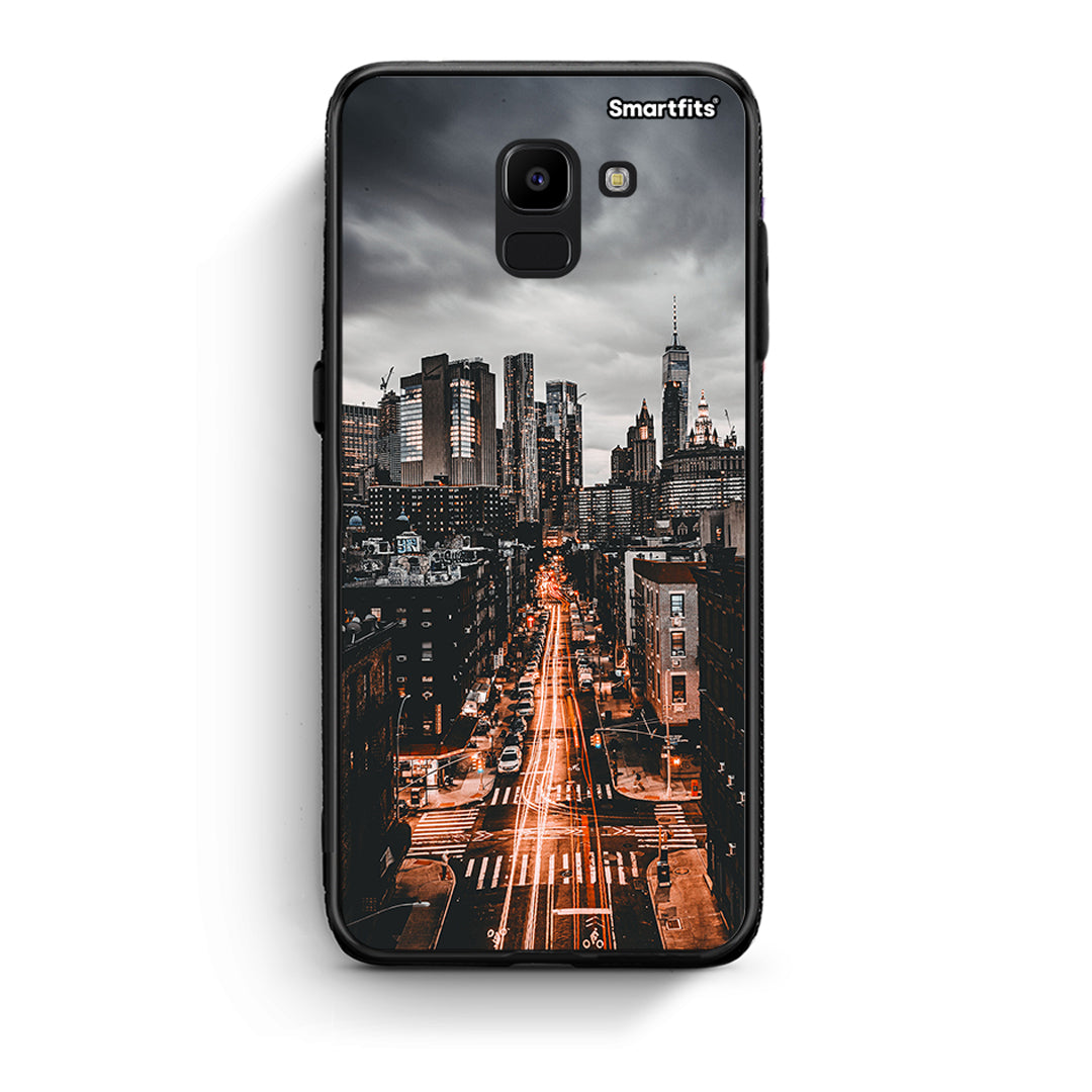 samsung J6 City Lights θήκη από τη Smartfits με σχέδιο στο πίσω μέρος και μαύρο περίβλημα | Smartphone case with colorful back and black bezels by Smartfits