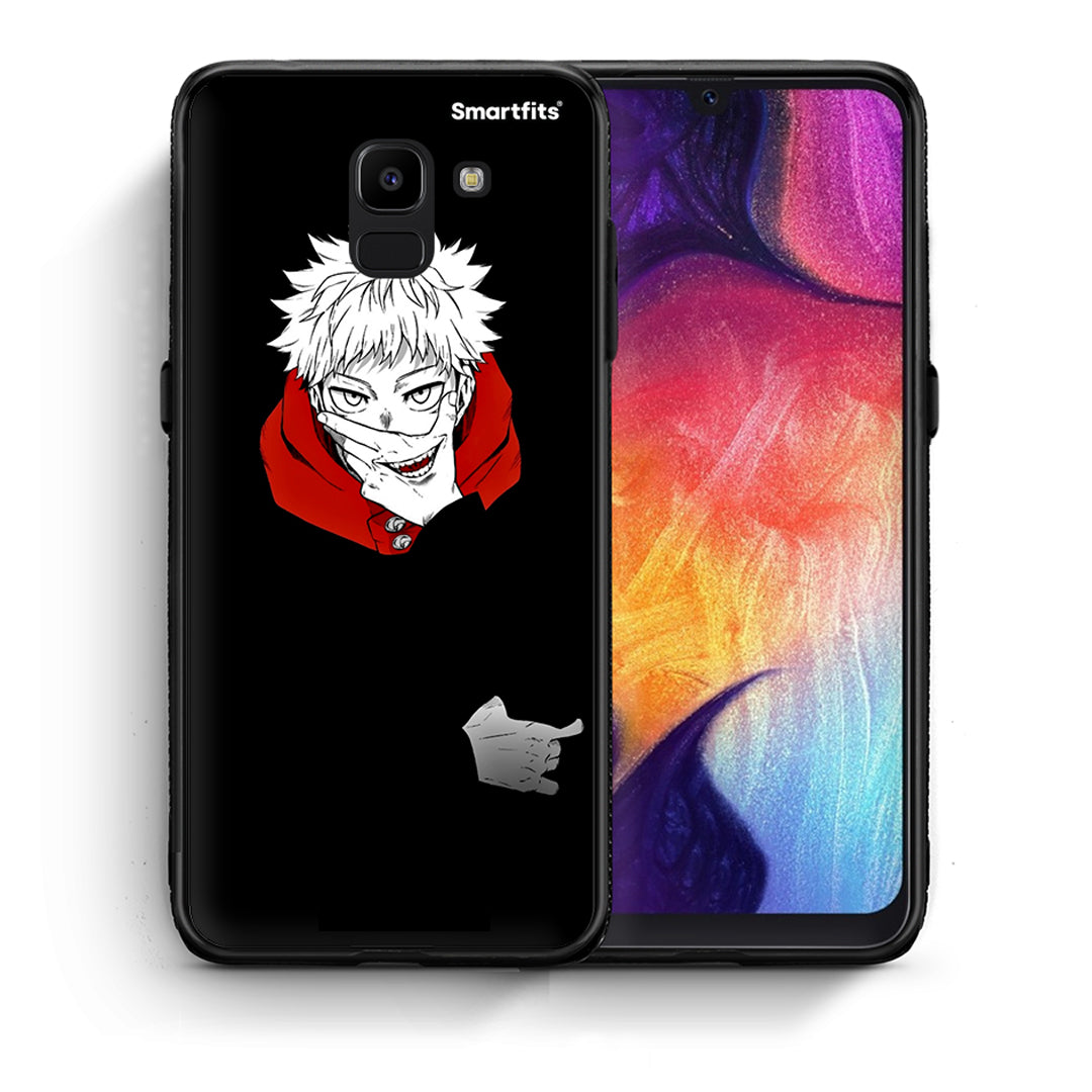 Θήκη Samsung J6 Itadori Anime από τη Smartfits με σχέδιο στο πίσω μέρος και μαύρο περίβλημα | Samsung J6 Itadori Anime case with colorful back and black bezels