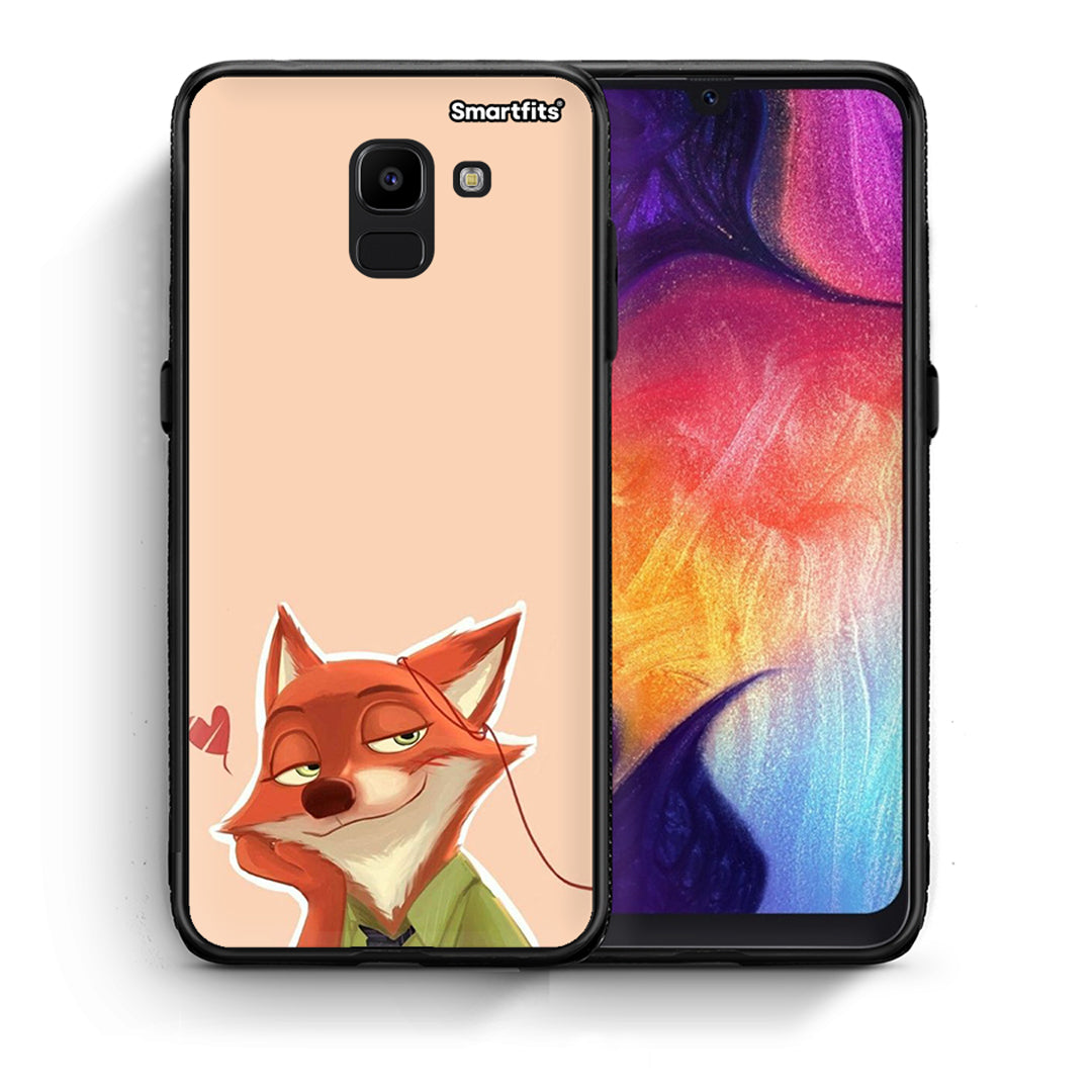 Θήκη Samsung J6 Nick Wilde And Judy Hopps Love 1 από τη Smartfits με σχέδιο στο πίσω μέρος και μαύρο περίβλημα | Samsung J6 Nick Wilde And Judy Hopps Love 1 case with colorful back and black bezels