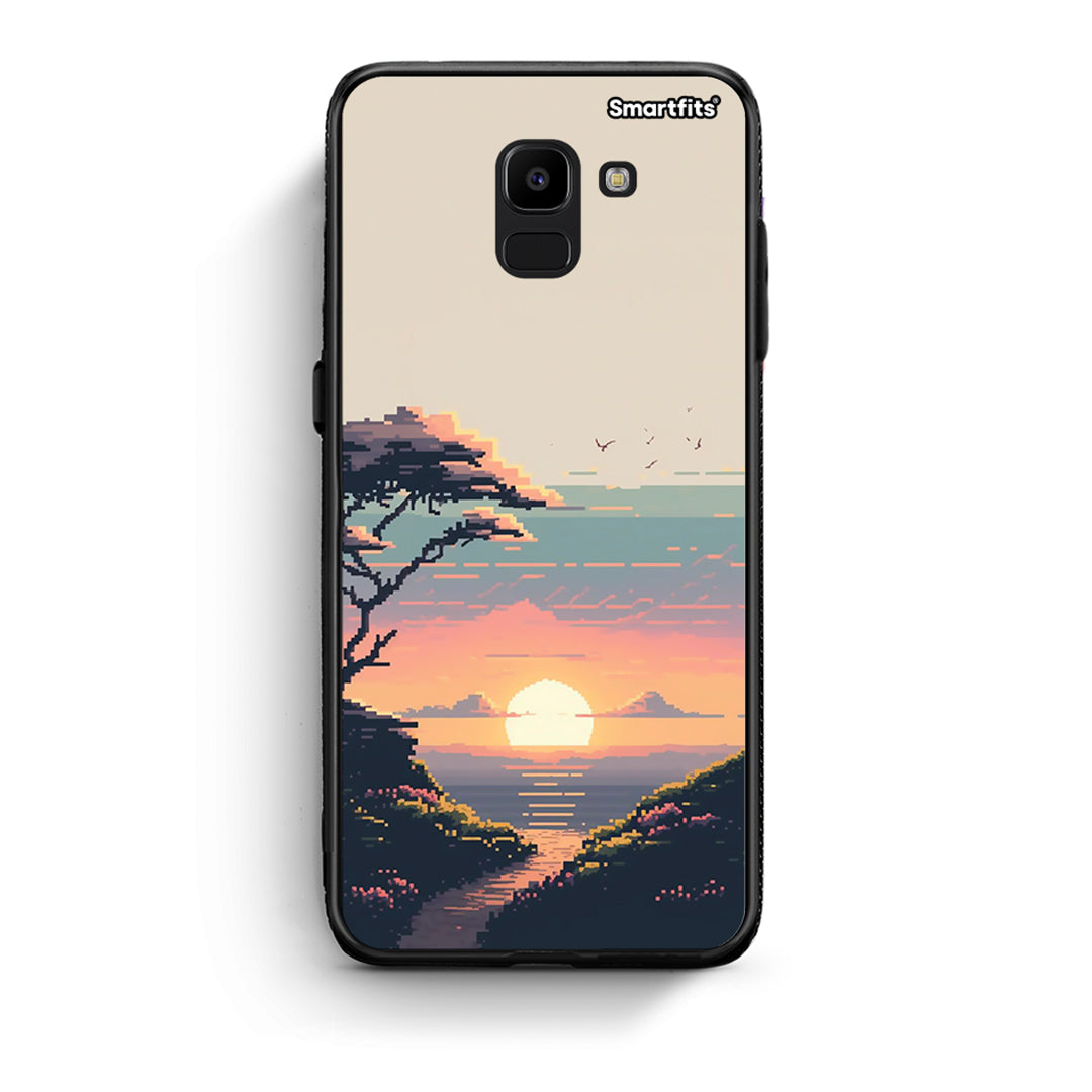 samsung J6 Pixel Sunset Θήκη από τη Smartfits με σχέδιο στο πίσω μέρος και μαύρο περίβλημα | Smartphone case with colorful back and black bezels by Smartfits