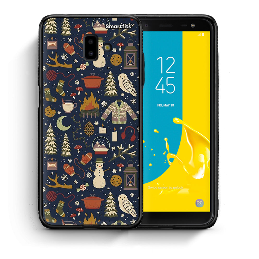 Θήκη Samsung J6+ Christmas Elements από τη Smartfits με σχέδιο στο πίσω μέρος και μαύρο περίβλημα | Samsung J6+ Christmas Elements case with colorful back and black bezels