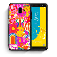 Thumbnail for Θήκη Samsung J6+ Hippie Love από τη Smartfits με σχέδιο στο πίσω μέρος και μαύρο περίβλημα | Samsung J6+ Hippie Love case with colorful back and black bezels
