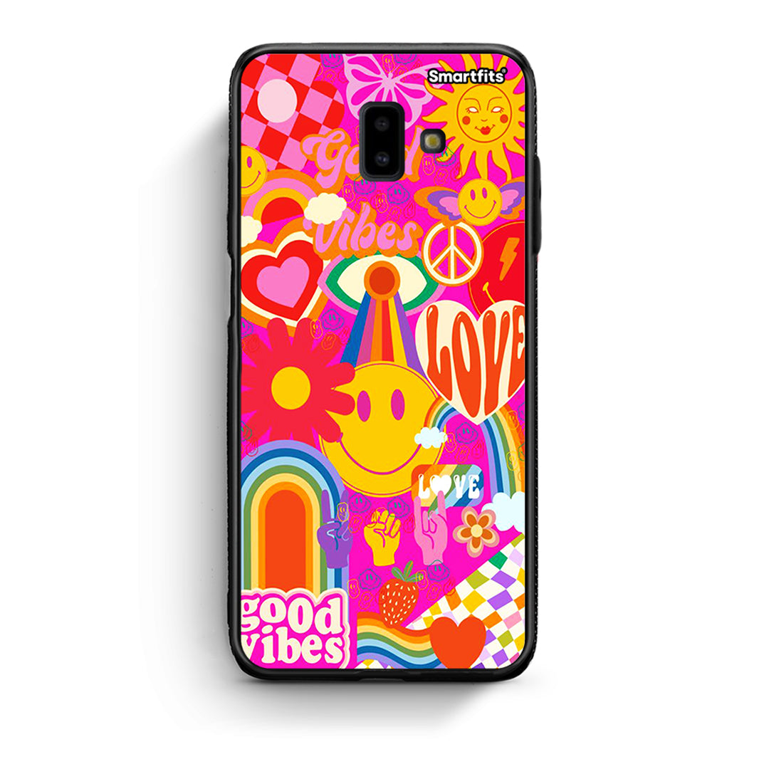 samsung J6+ Hippie Love θήκη από τη Smartfits με σχέδιο στο πίσω μέρος και μαύρο περίβλημα | Smartphone case with colorful back and black bezels by Smartfits