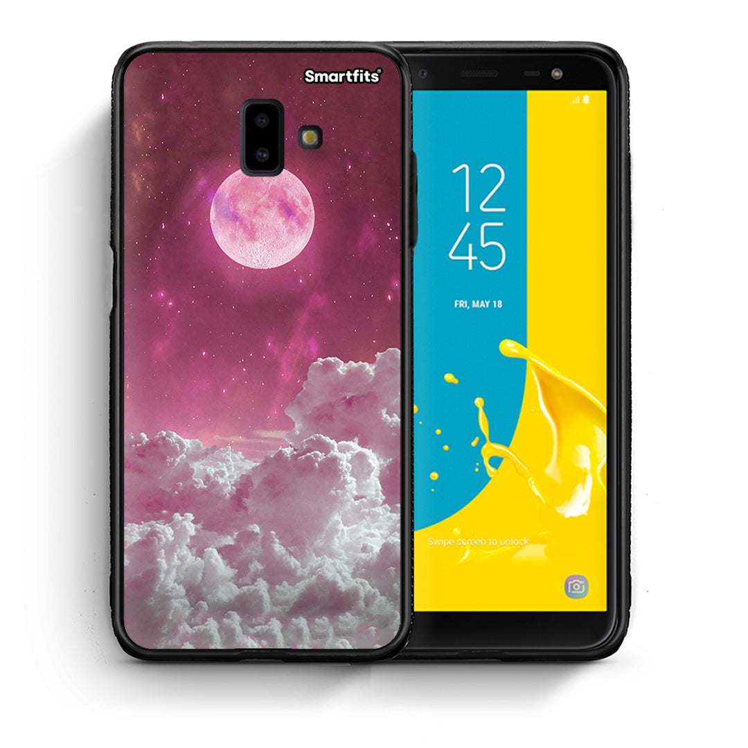 Θήκη Samsung J6+ Pink Moon από τη Smartfits με σχέδιο στο πίσω μέρος και μαύρο περίβλημα | Samsung J6+ Pink Moon case with colorful back and black bezels
