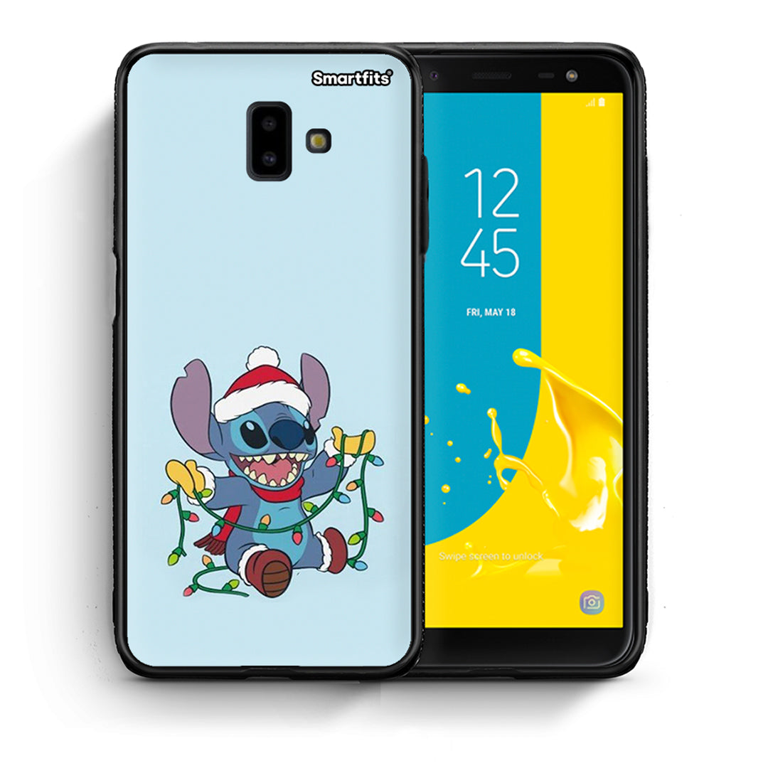 Θήκη Samsung J6+ Santa Stich από τη Smartfits με σχέδιο στο πίσω μέρος και μαύρο περίβλημα | Samsung J6+ Santa Stich case with colorful back and black bezels