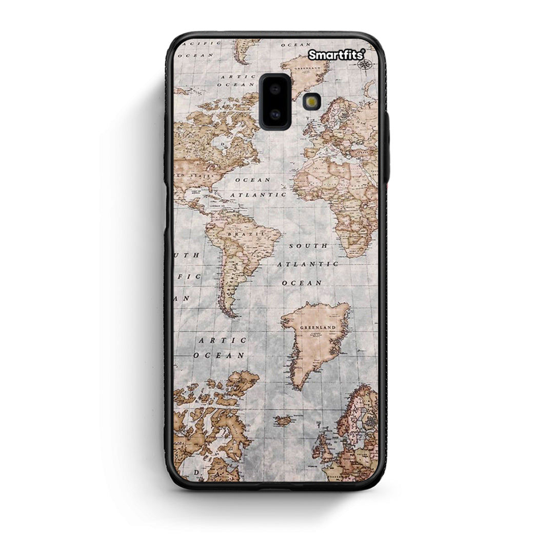 samsung J6+ World Map Θήκη από τη Smartfits με σχέδιο στο πίσω μέρος και μαύρο περίβλημα | Smartphone case with colorful back and black bezels by Smartfits