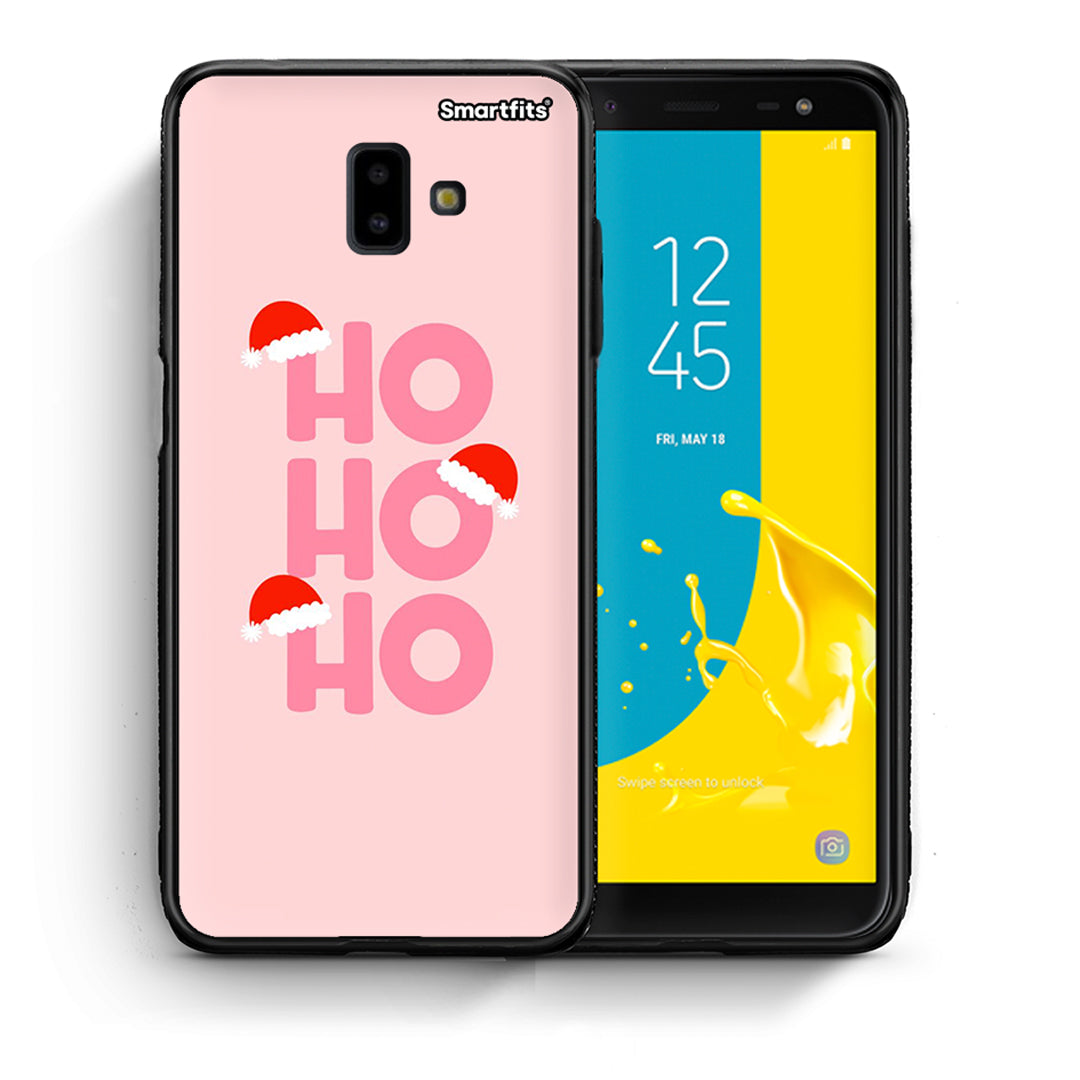 Θήκη Samsung J6+ Xmas Ho Ho Ho από τη Smartfits με σχέδιο στο πίσω μέρος και μαύρο περίβλημα | Samsung J6+ Xmas Ho Ho Ho case with colorful back and black bezels