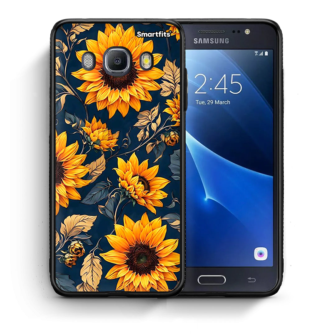Θήκη Samsung J7 2016 Autumn Sunflowers από τη Smartfits με σχέδιο στο πίσω μέρος και μαύρο περίβλημα | Samsung J7 2016 Autumn Sunflowers case with colorful back and black bezels