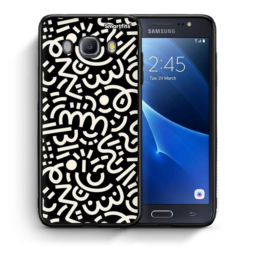 Θήκη Samsung J7 2016 Doodle Art από τη Smartfits με σχέδιο στο πίσω μέρος και μαύρο περίβλημα | Samsung J7 2016 Doodle Art case with colorful back and black bezels