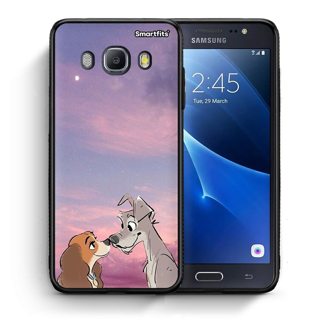 Θήκη Samsung J7 2016 Lady And Tramp από τη Smartfits με σχέδιο στο πίσω μέρος και μαύρο περίβλημα | Samsung J7 2016 Lady And Tramp case with colorful back and black bezels