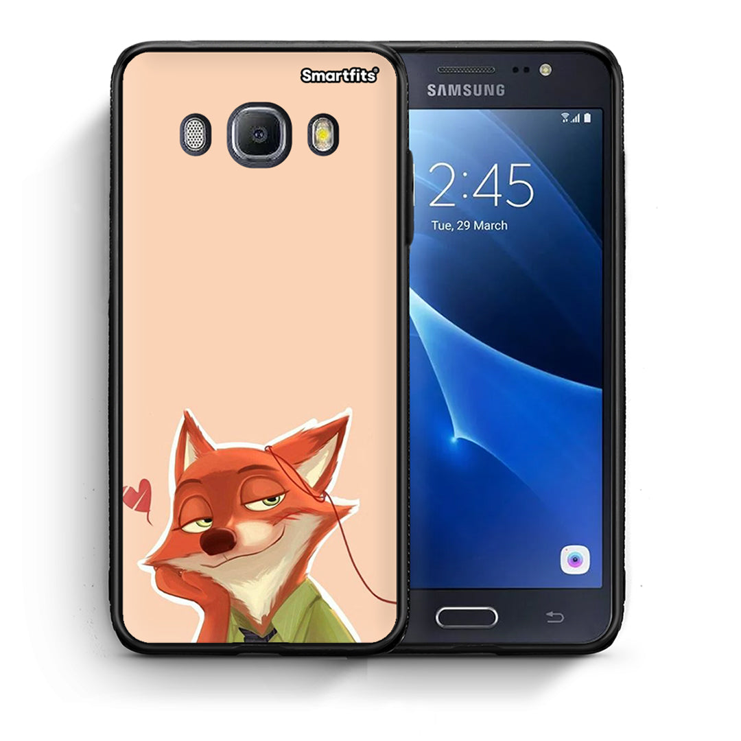 Θήκη Samsung J7 2016 Nick Wilde And Judy Hopps Love 1 από τη Smartfits με σχέδιο στο πίσω μέρος και μαύρο περίβλημα | Samsung J7 2016 Nick Wilde And Judy Hopps Love 1 case with colorful back and black bezels