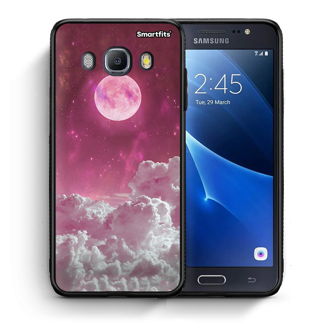 Θήκη Samsung J7 2016 Pink Moon από τη Smartfits με σχέδιο στο πίσω μέρος και μαύρο περίβλημα | Samsung J7 2016 Pink Moon case with colorful back and black bezels