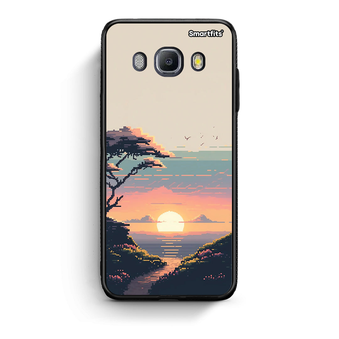 Samsung J7 2016 Pixel Sunset θήκη από τη Smartfits με σχέδιο στο πίσω μέρος και μαύρο περίβλημα | Smartphone case with colorful back and black bezels by Smartfits