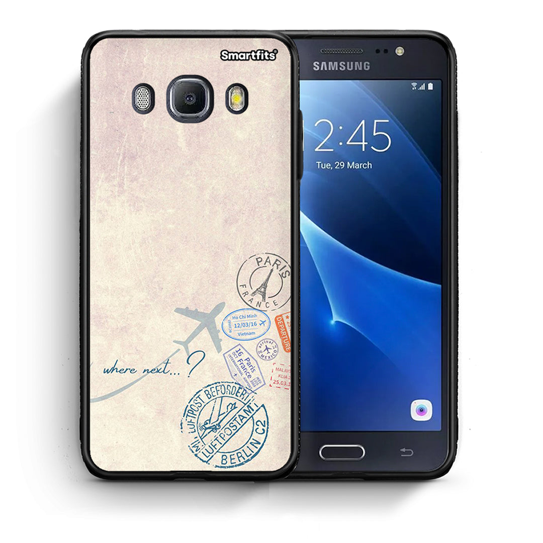 Θήκη Samsung J7 2016 Where Next από τη Smartfits με σχέδιο στο πίσω μέρος και μαύρο περίβλημα | Samsung J7 2016 Where Next case with colorful back and black bezels