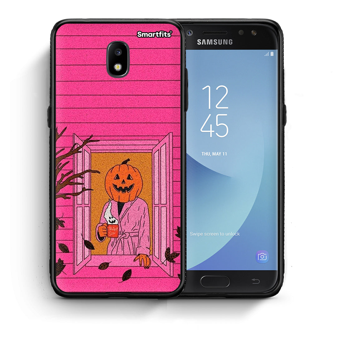 Θήκη Samsung J7 2017 Halloween Pumpkin Lady από τη Smartfits με σχέδιο στο πίσω μέρος και μαύρο περίβλημα | Samsung J7 2017 Halloween Pumpkin Lady case with colorful back and black bezels