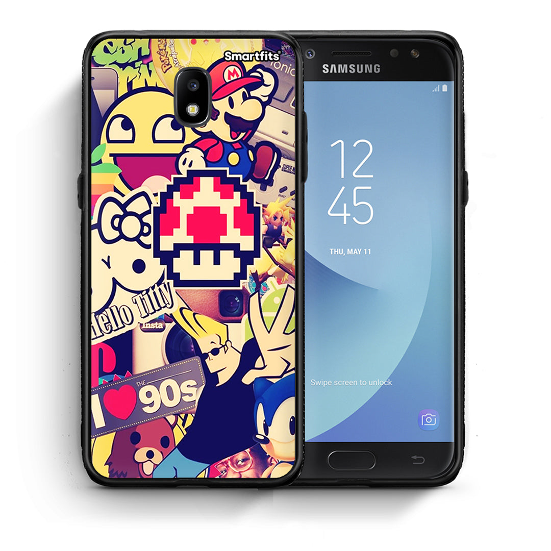 Θήκη Samsung J7 2017 Love The 90s από τη Smartfits με σχέδιο στο πίσω μέρος και μαύρο περίβλημα | Samsung J7 2017 Love The 90s case with colorful back and black bezels