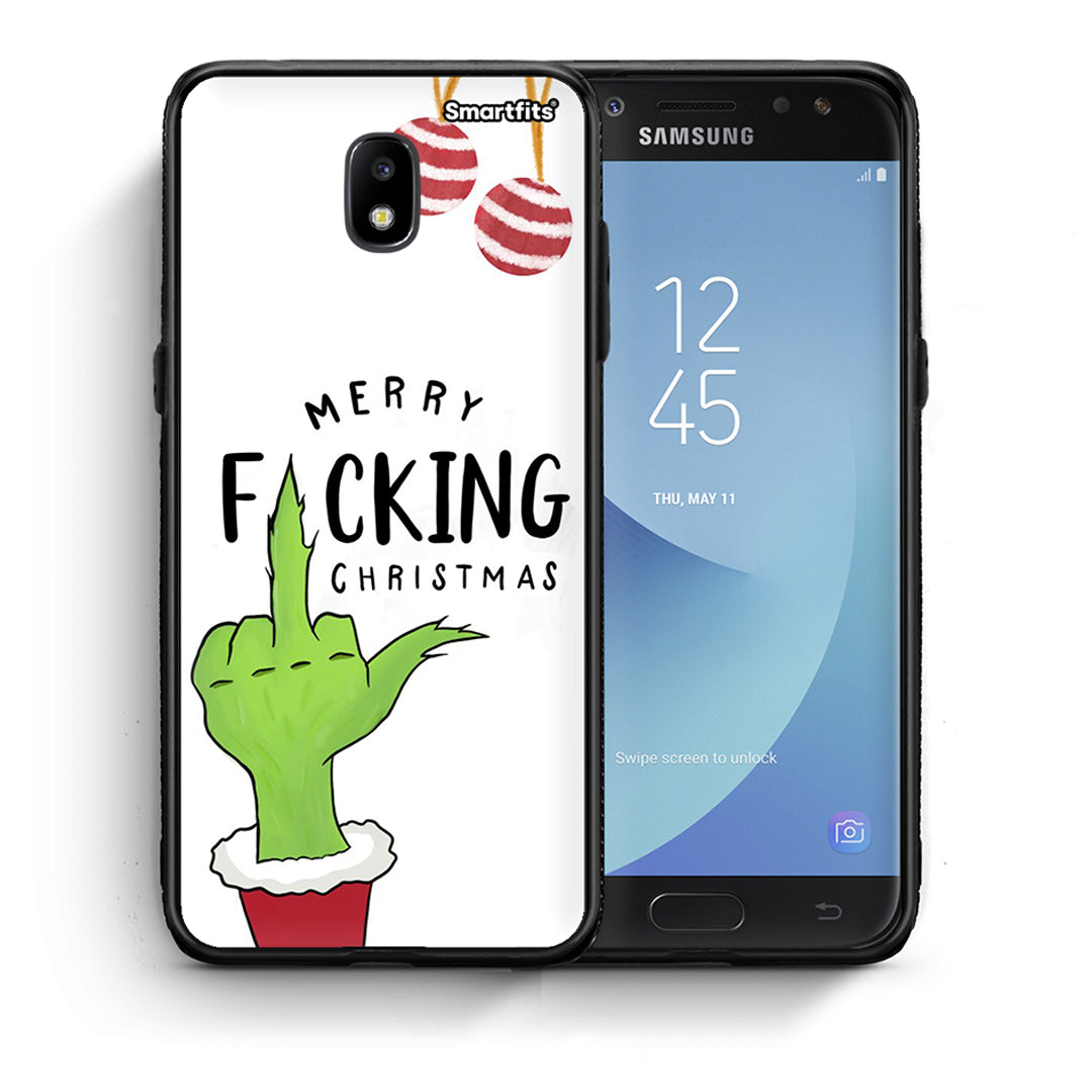 Θήκη Samsung J7 2017 Merry F Xmas από τη Smartfits με σχέδιο στο πίσω μέρος και μαύρο περίβλημα | Samsung J7 2017 Merry F Xmas case with colorful back and black bezels