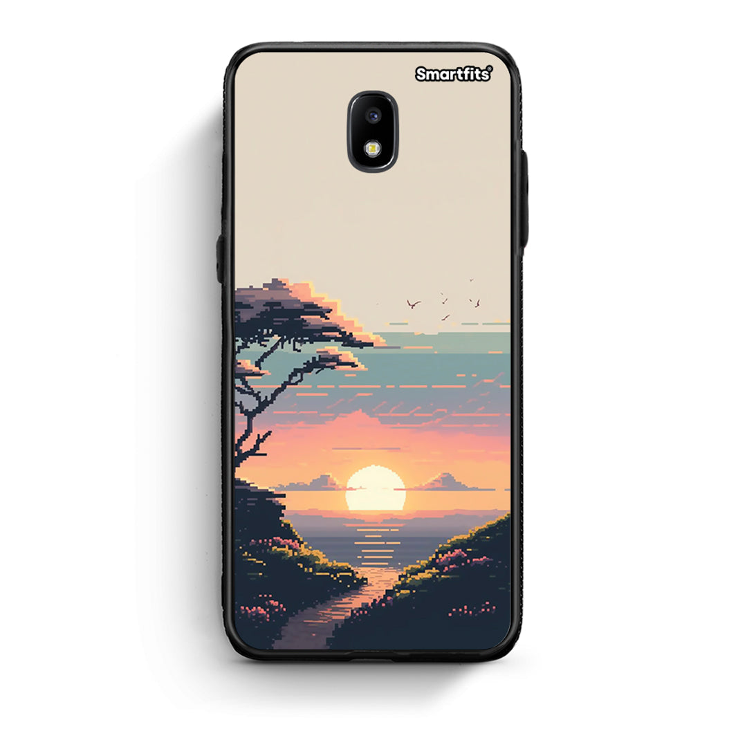 Samsung J7 2017 Pixel Sunset θήκη από τη Smartfits με σχέδιο στο πίσω μέρος και μαύρο περίβλημα | Smartphone case with colorful back and black bezels by Smartfits