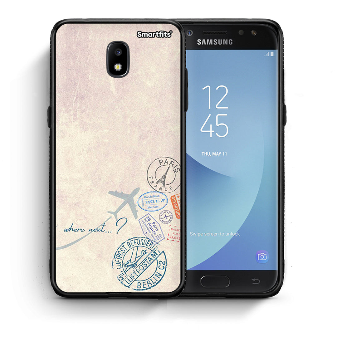 Θήκη Samsung J7 2017 Where Next από τη Smartfits με σχέδιο στο πίσω μέρος και μαύρο περίβλημα | Samsung J7 2017 Where Next case with colorful back and black bezels